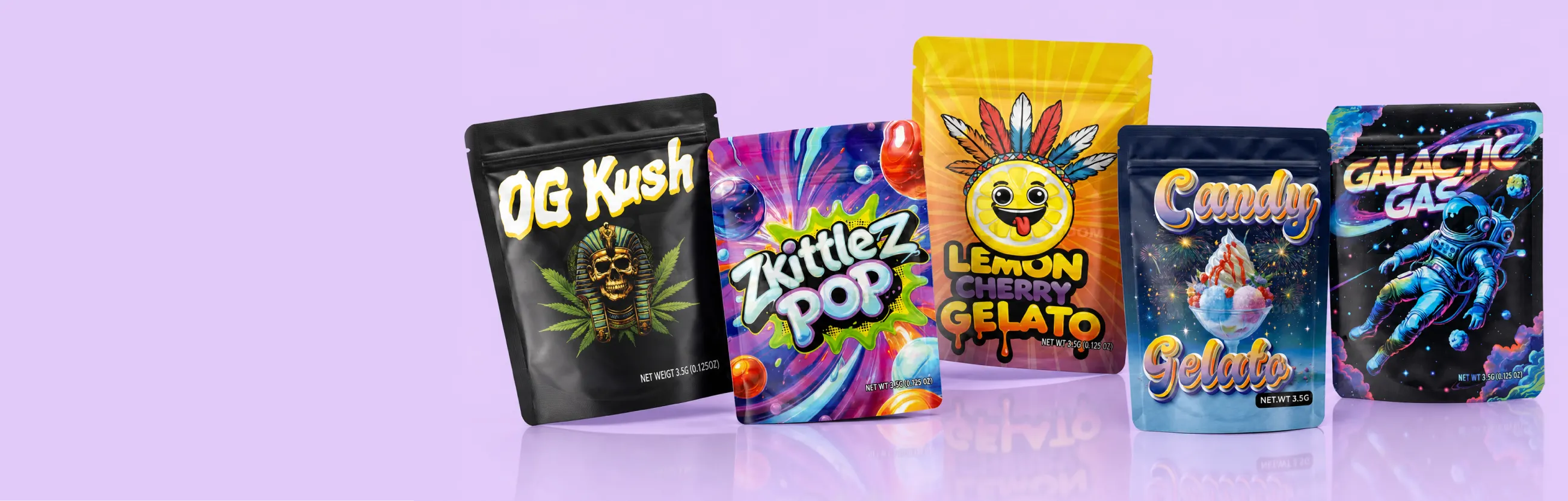 Pre Designed 3.5 Grams Mylar Bags