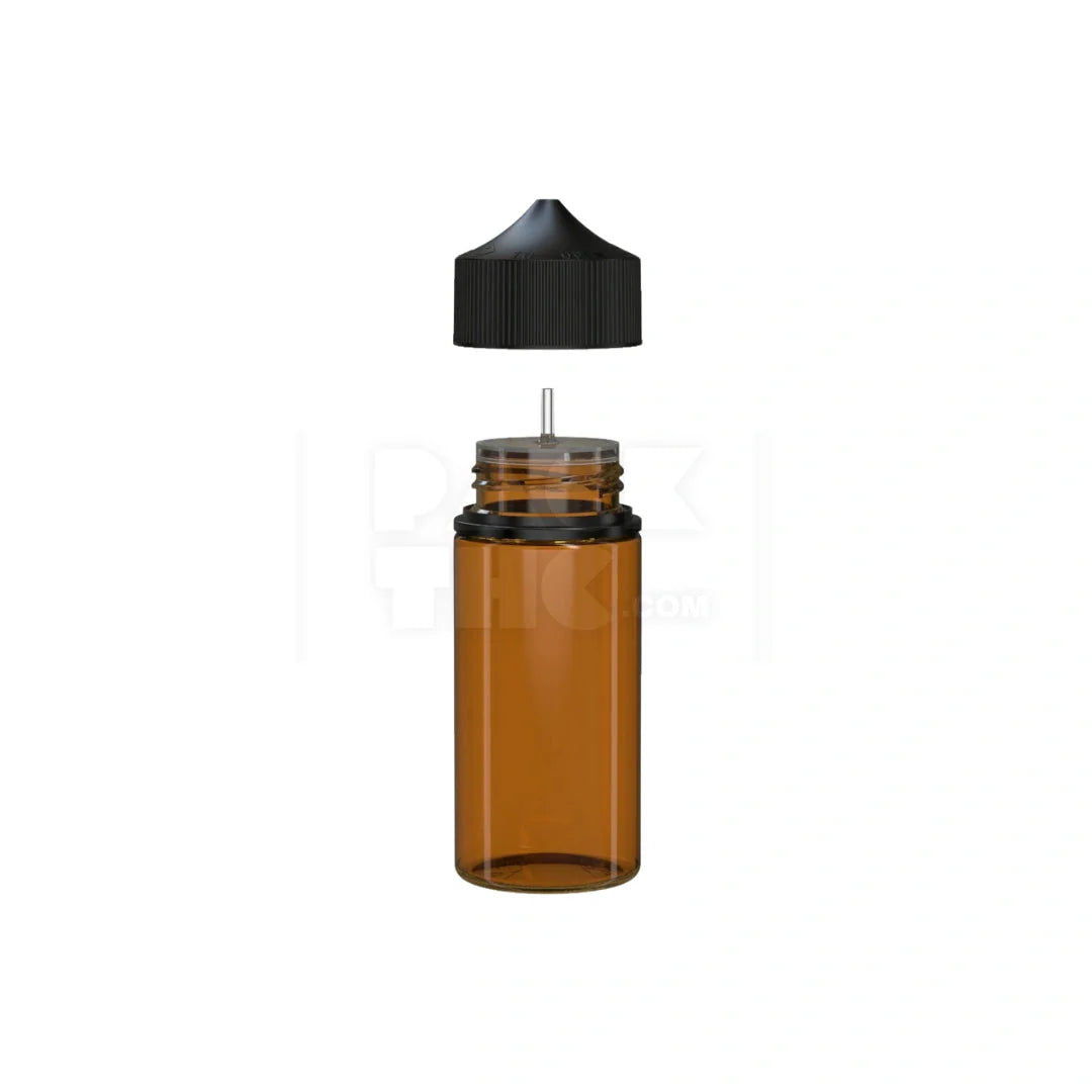 100ml v3 pet unicorn bottle cr translucent amber black cap 400 count