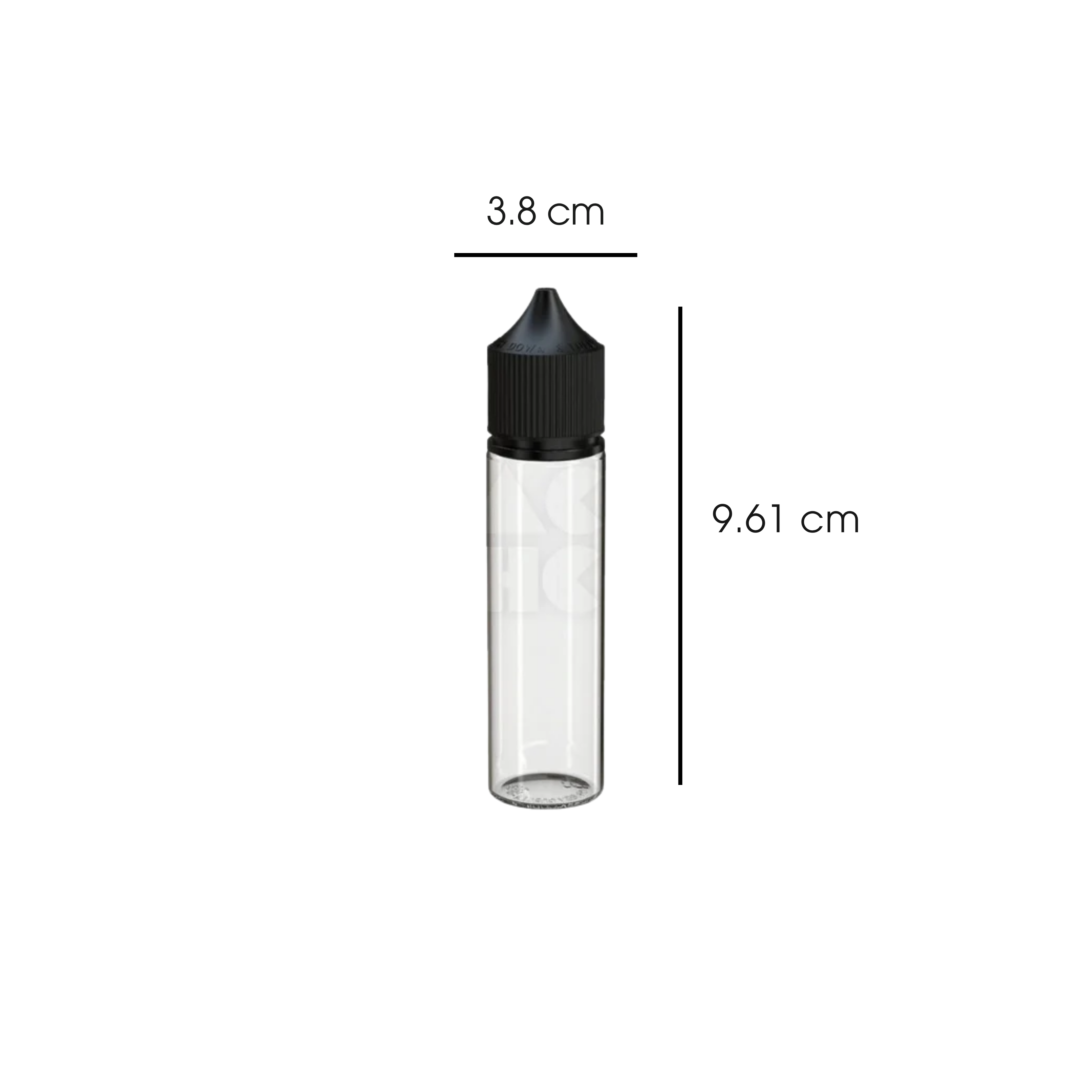60ml PET Reducer Unicorn Bottle Clear Black Cap - (500 count)