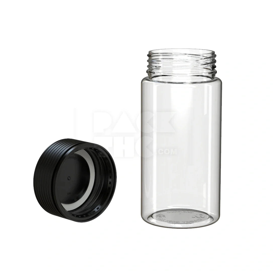 10oz 300cc spiral wide mouth container clear natural black cap 120 count