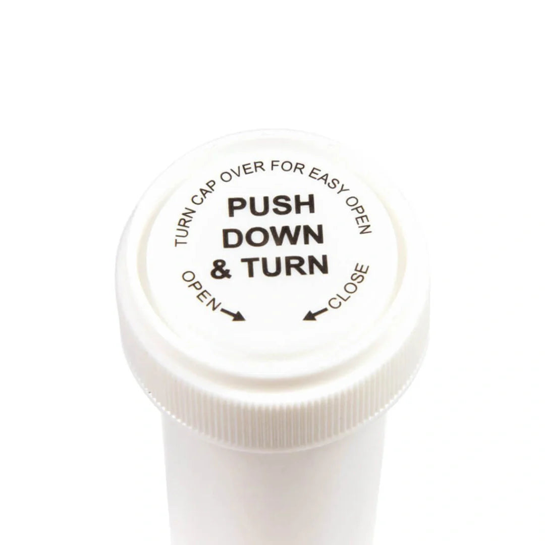 13 dram push turn cr bottles white