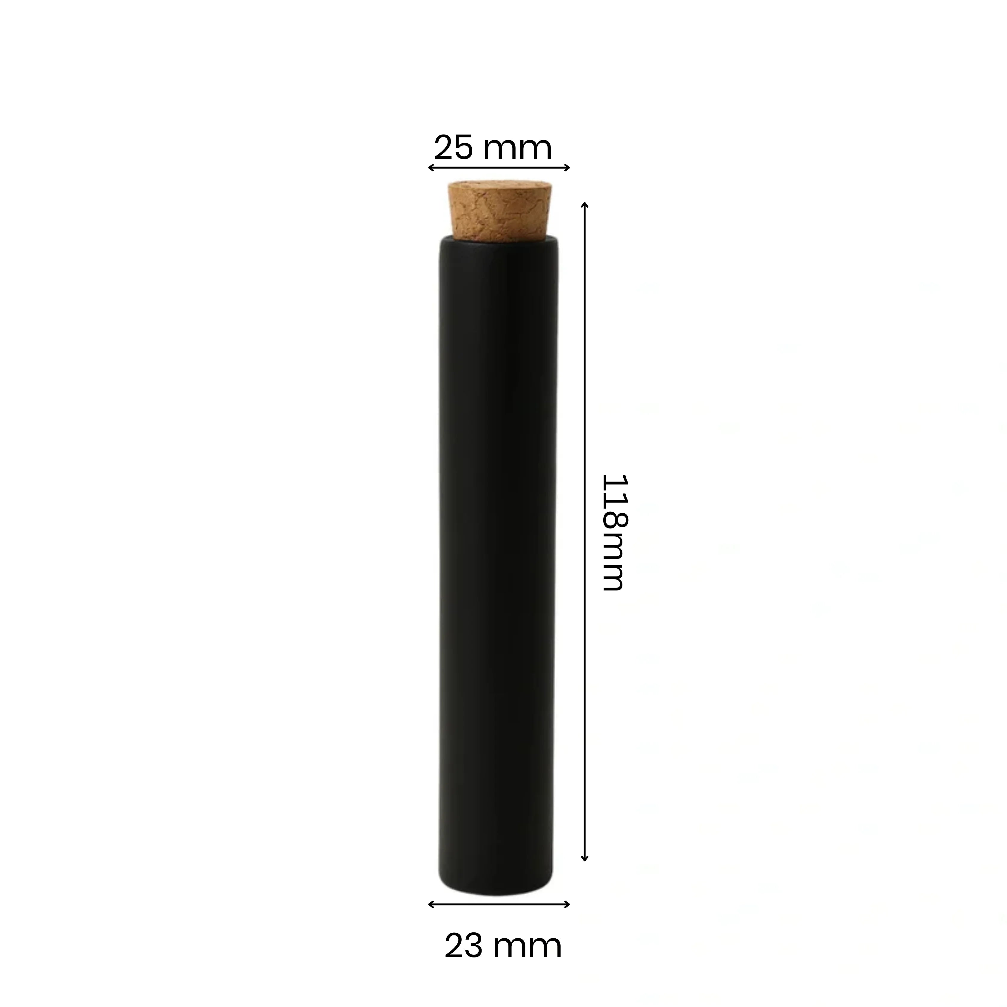 118mm Corked Glass Preroll Tube - Matte Black - (500 Count)