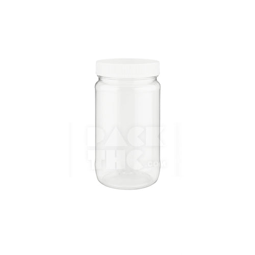 16oz clear pet wide mouth jar clear white lid