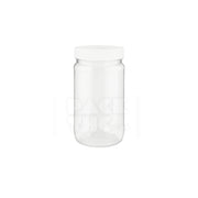 16oz clear pet wide mouth jar clear white lid