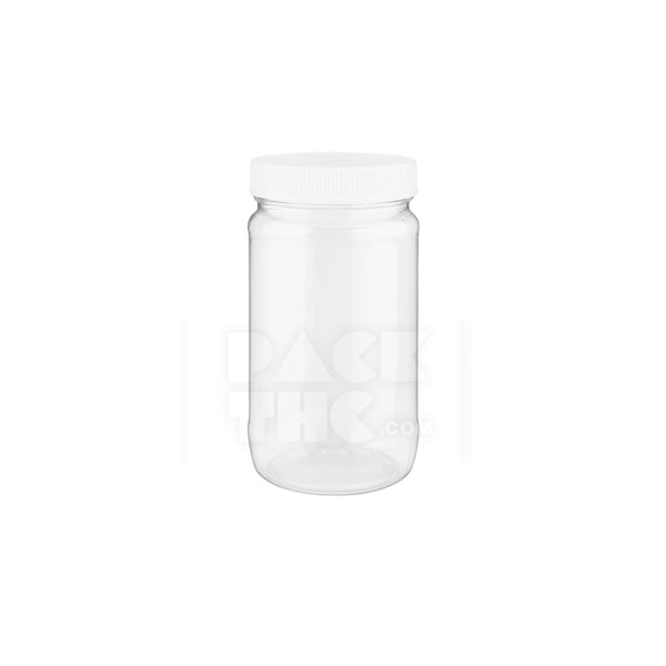 16oz Clear PET Round Wide-Mouth Plastic Jar - Clear With White Lid