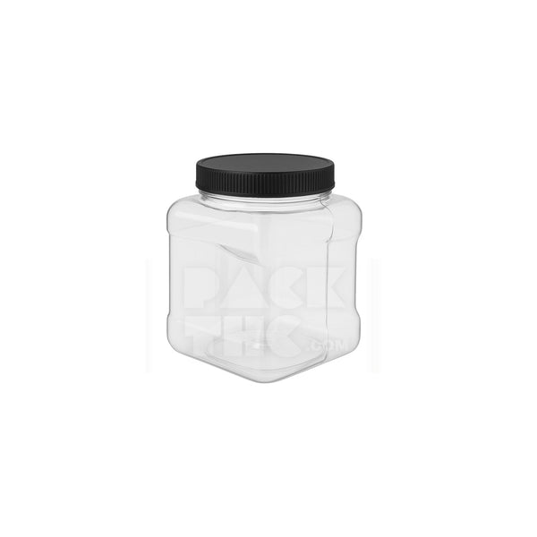 16oz Plastic Grip Jar - Clear With Black Lid - (48 Count)