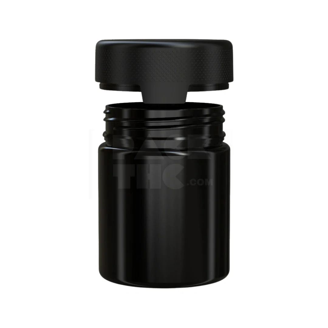 18 5oz 550cc aviator cr xl container with integrated liner tamper evident break off band opaque black container with opaque black closure 60 count