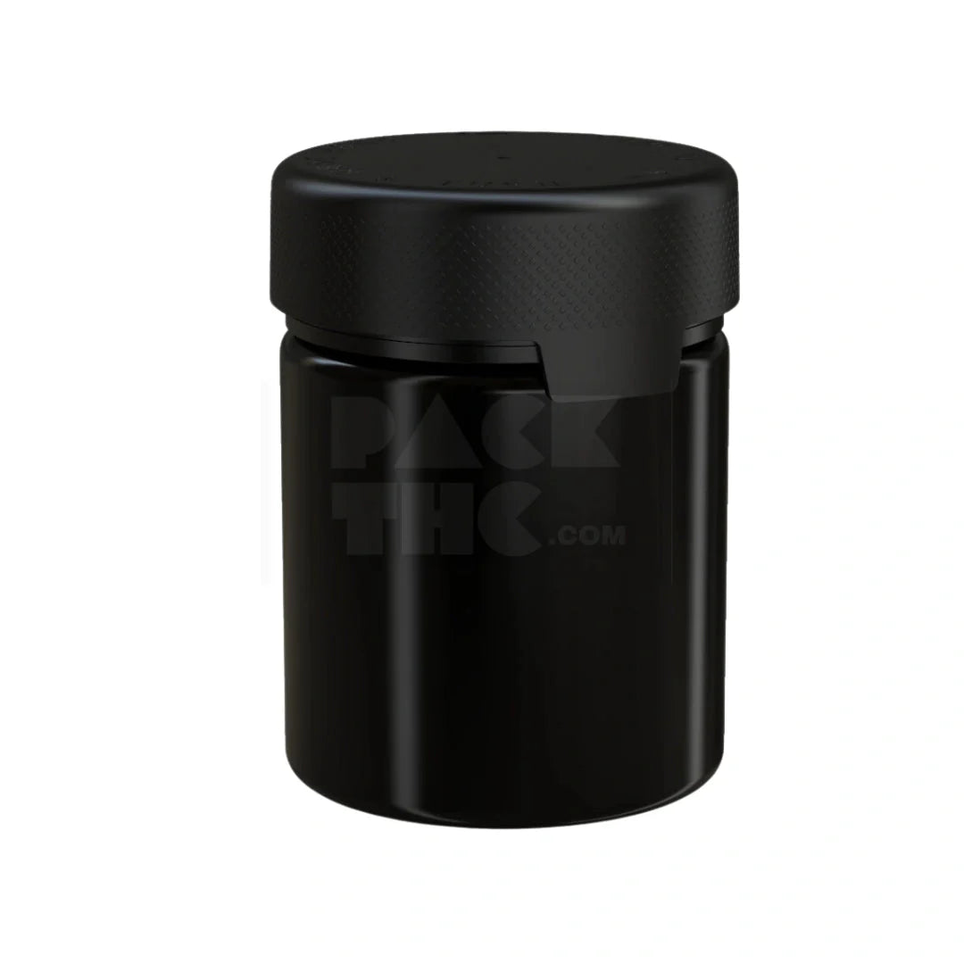 18 5oz 550cc aviator cr xl container with integrated liner tamper evident break off band opaque black container with opaque black closure 60 count