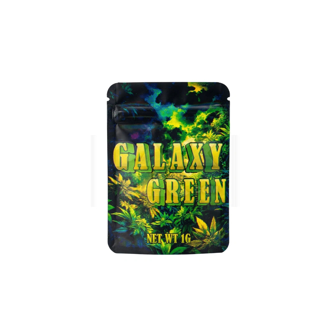 1 Grams Galaxy Green Mylar Bag (100 Count)