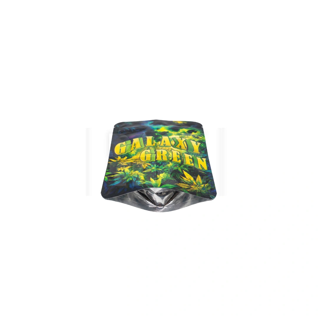 1 Grams Galaxy Green Mylar Bag (100 Count / Case)