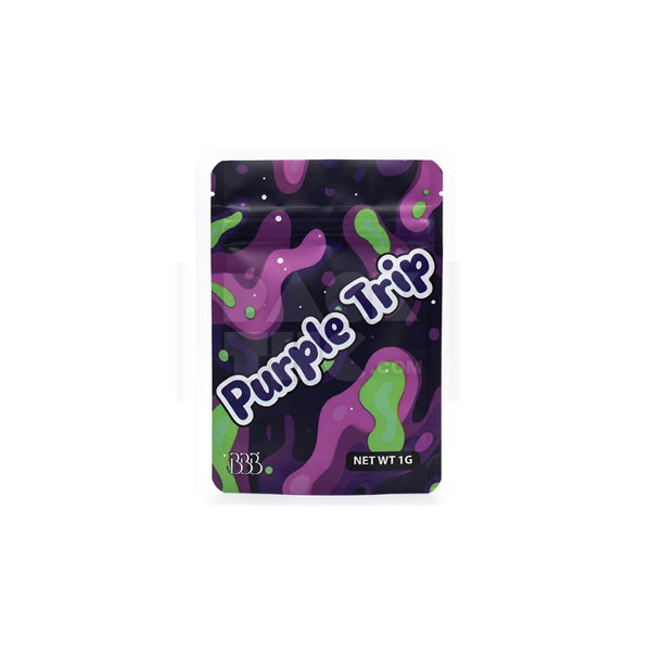 1 Grams Purple Trip Mylar Bag (100 Count)