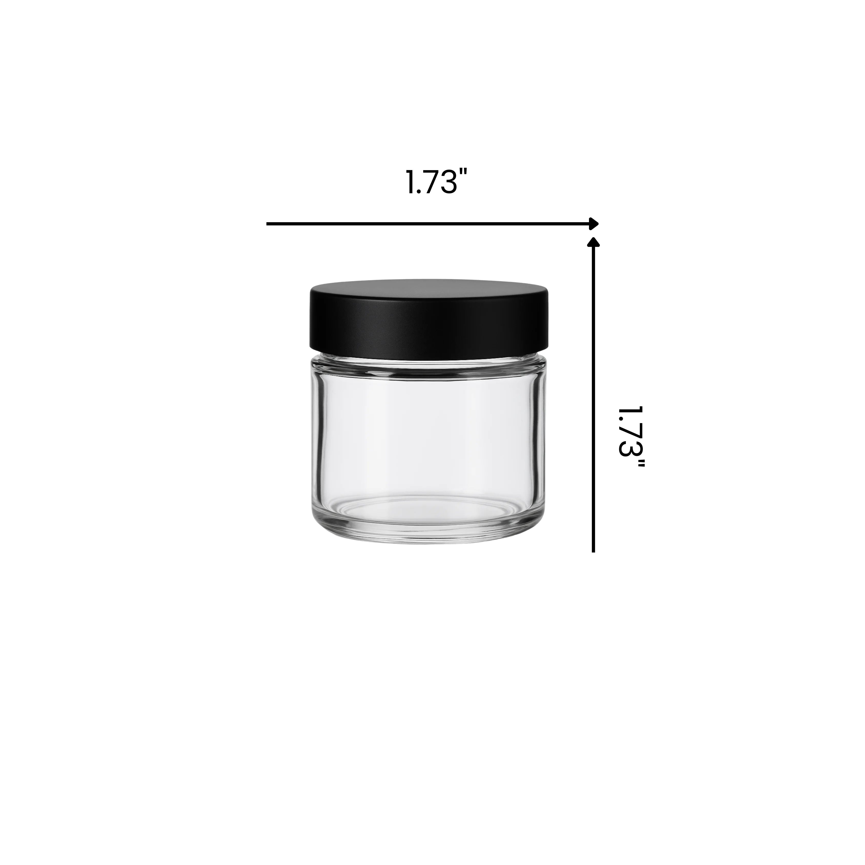 1oz Clear Glass Jar With Matte Black Smooth Lid - (200)