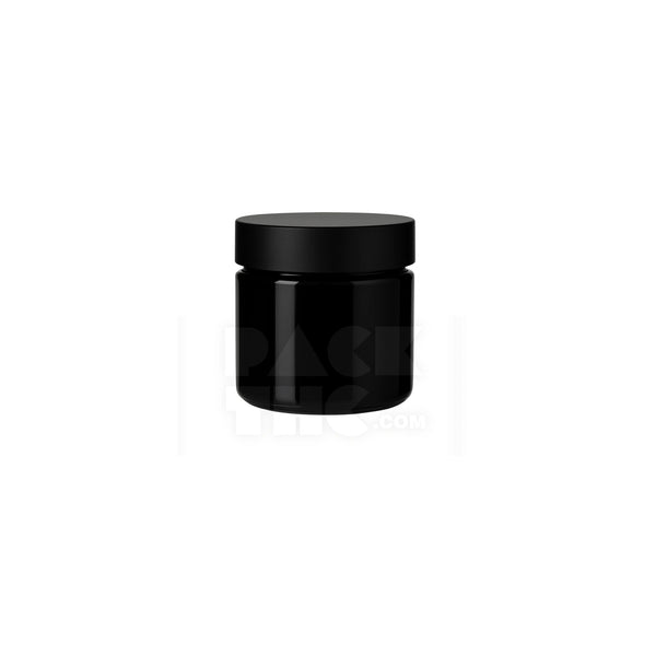 1oz Black Glass Jar With Black Smooth Lid - (200)
