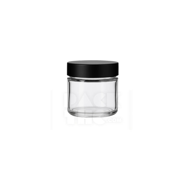 1oz Clear Glass Jar With Matte Black Smooth Lid - (200)