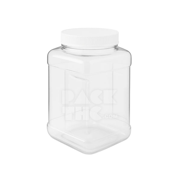 1/2 Gallon Clear Plastic Grip Jar - White Lid - (24 Count)