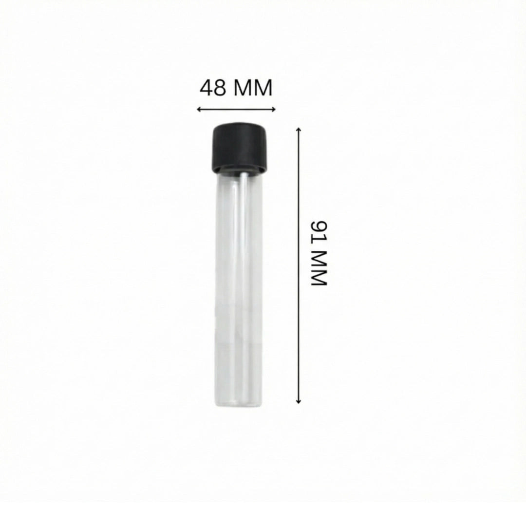116mm Plastic Blunt Tube - Black Lid - (500 Count)