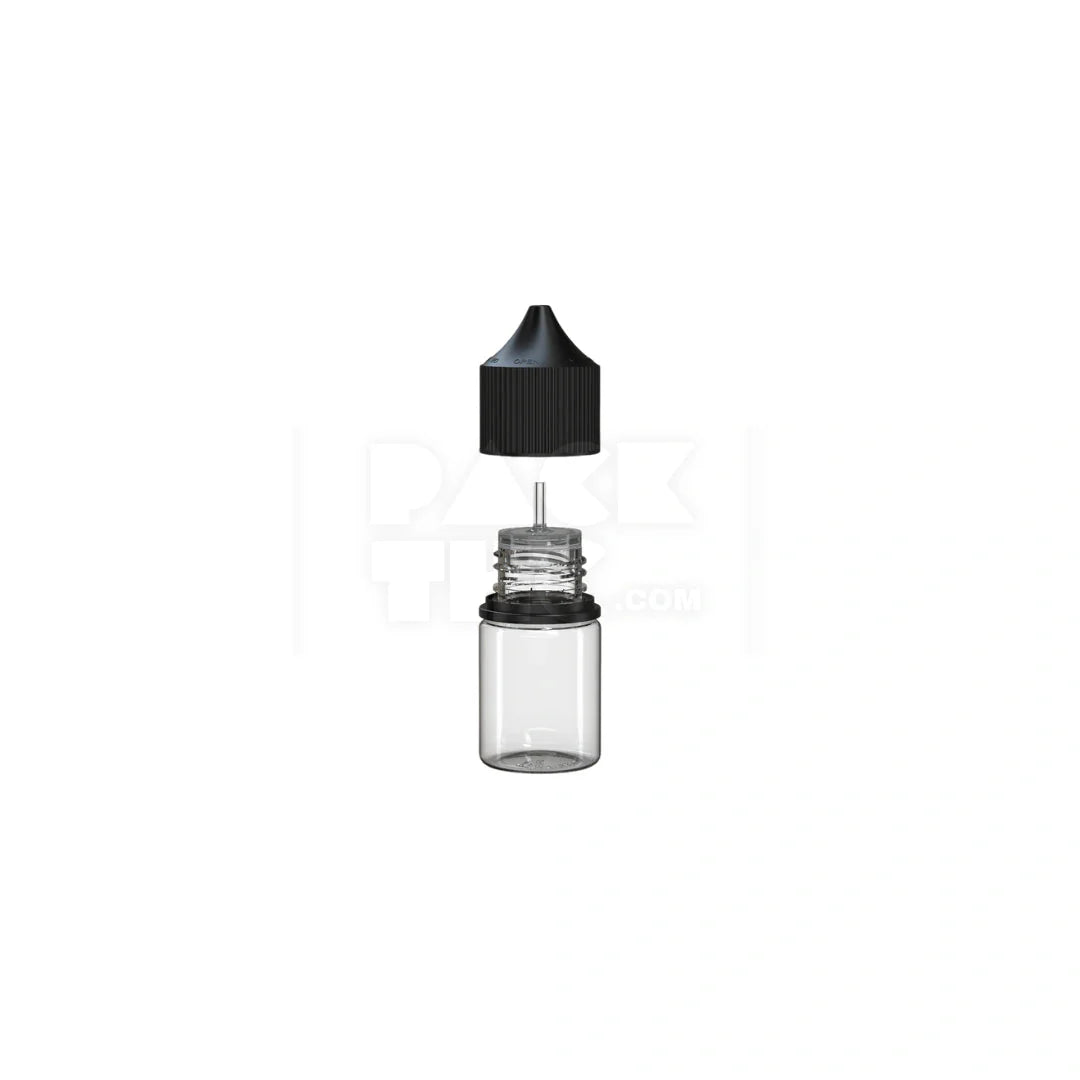 20ml stubby pet unicorn bottle cr clear natural black cap 1000 count
