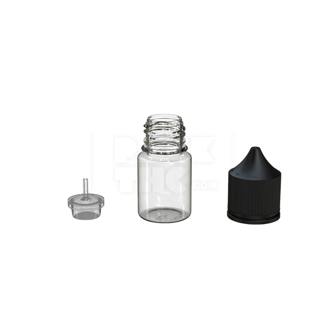 20ml stubby pet unicorn bottle cr clear natural black cap 1000 count