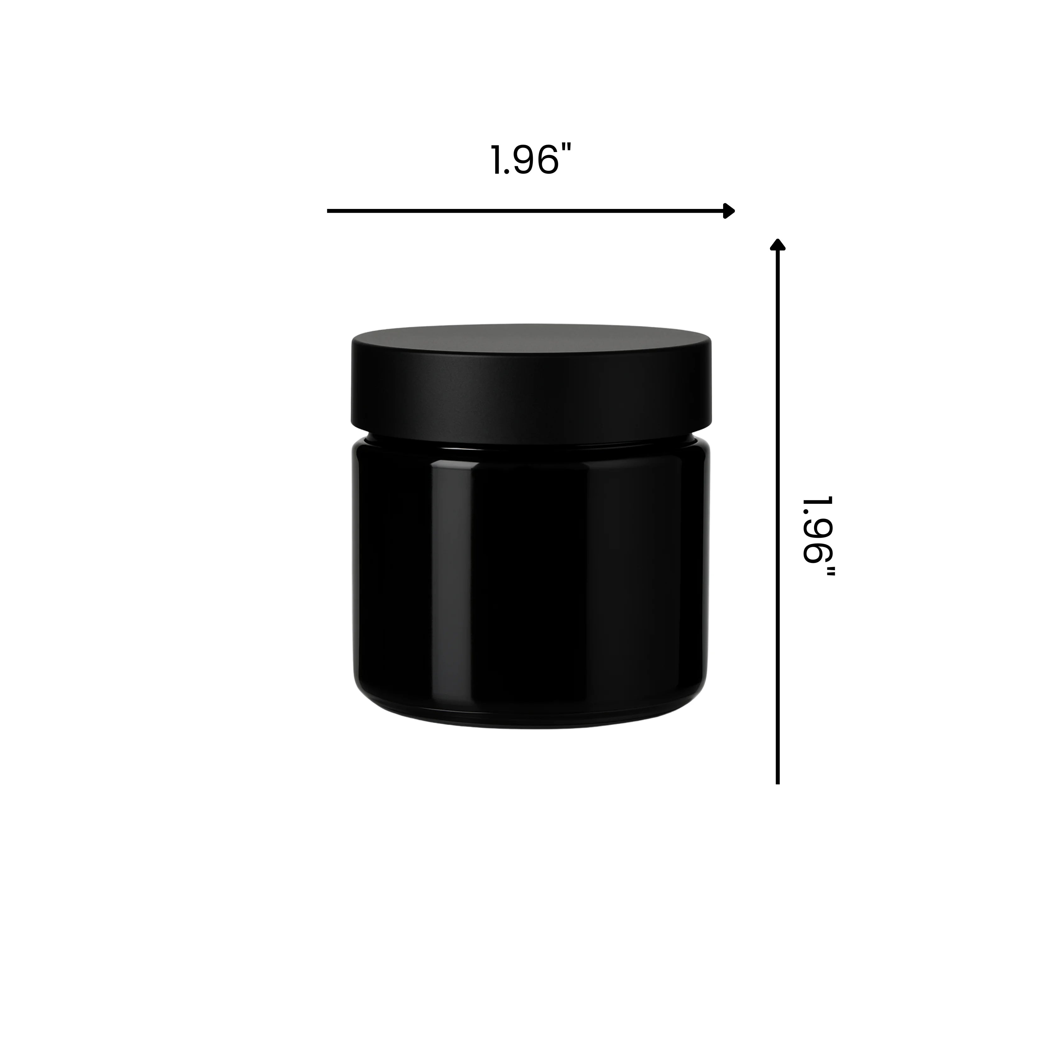 2oz Black Glass Jar With Black Smooth Lid - (200)