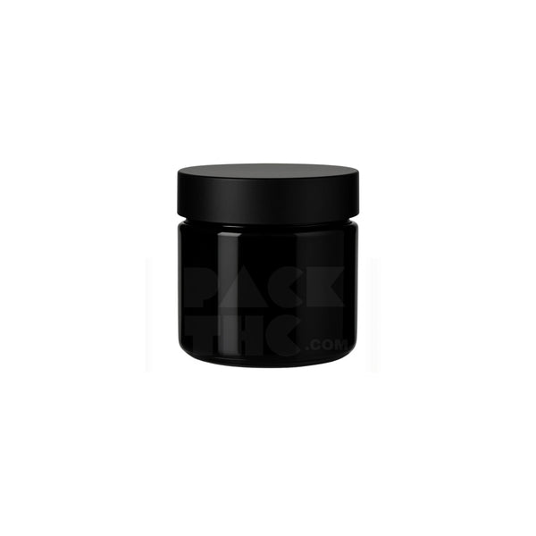 2oz Black Glass Jar With Black Smooth Lid - (200)
