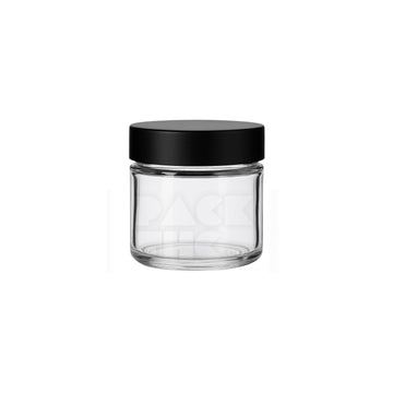 2oz clear glass jar with matte black smooth lid