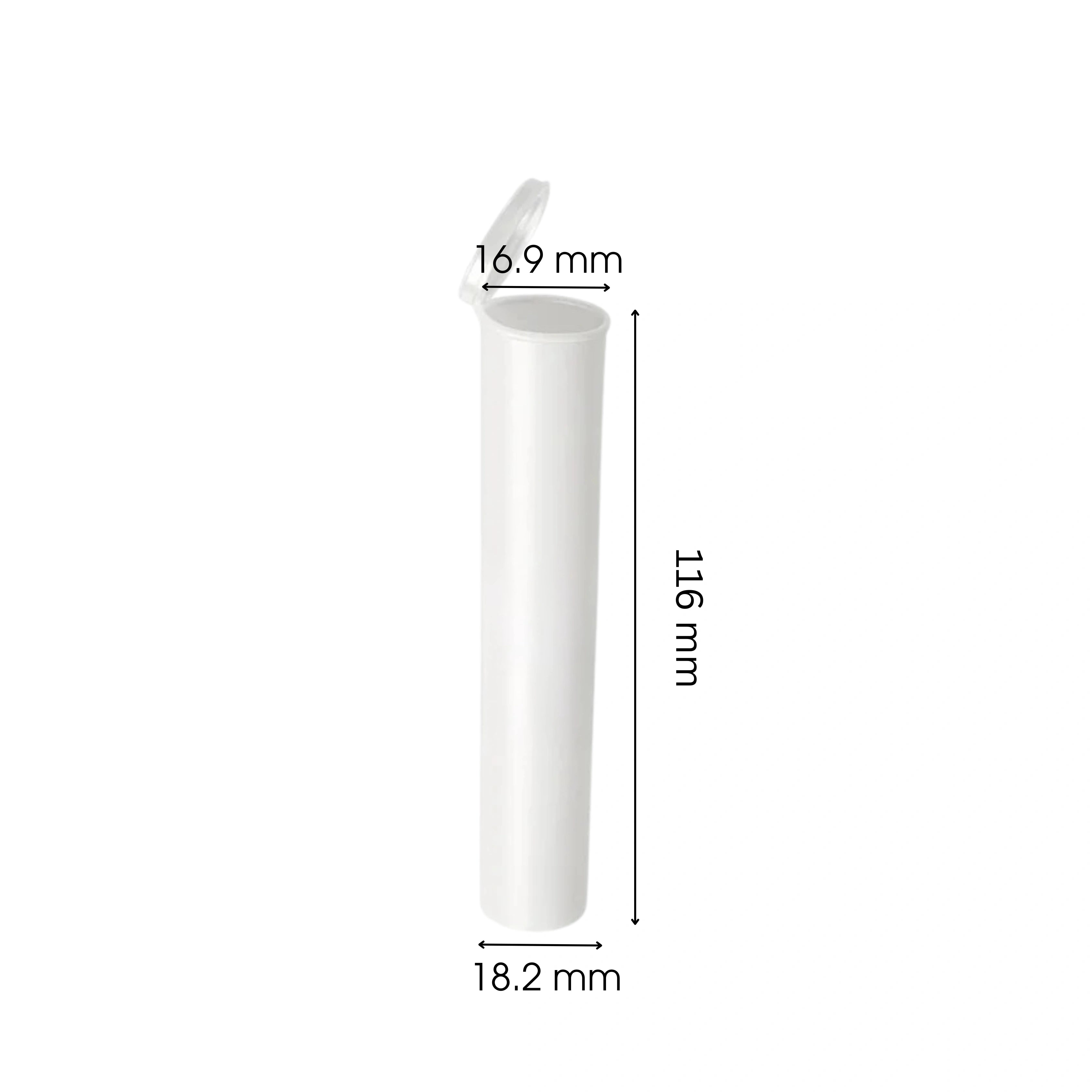 116mm CR Preroll Pop Top Tube - White - (1000 Count)