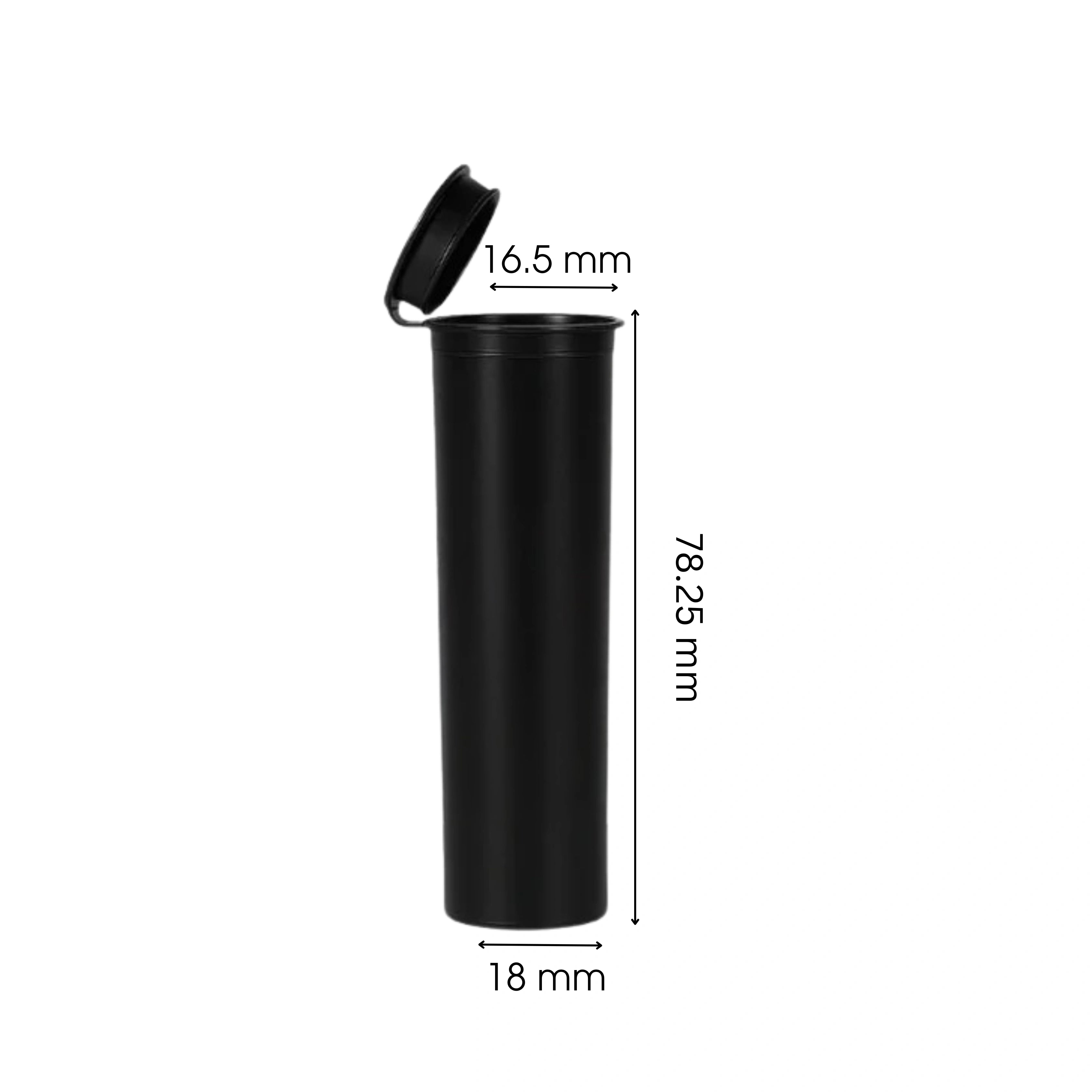 78mm CR Preroll Pop Top Tube - Black - (1000 Count)
