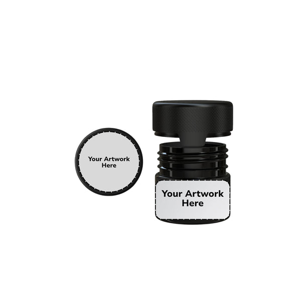 Chubby Gorilla 2oz Aviator CR Plastic Jar Containers w/ Inner Seal – Translucent Black with Black Cap