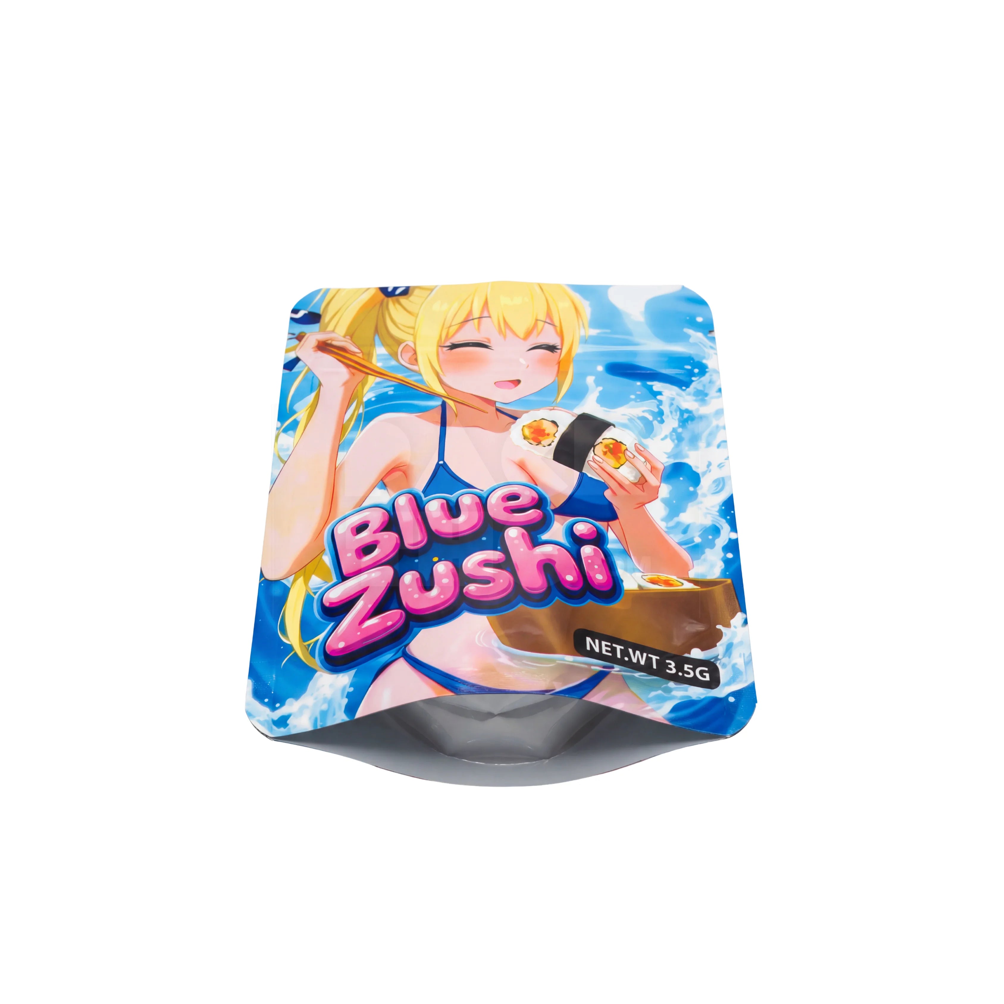 3.5 Grams Blue Zushi Mylar Bags (100 Count)
