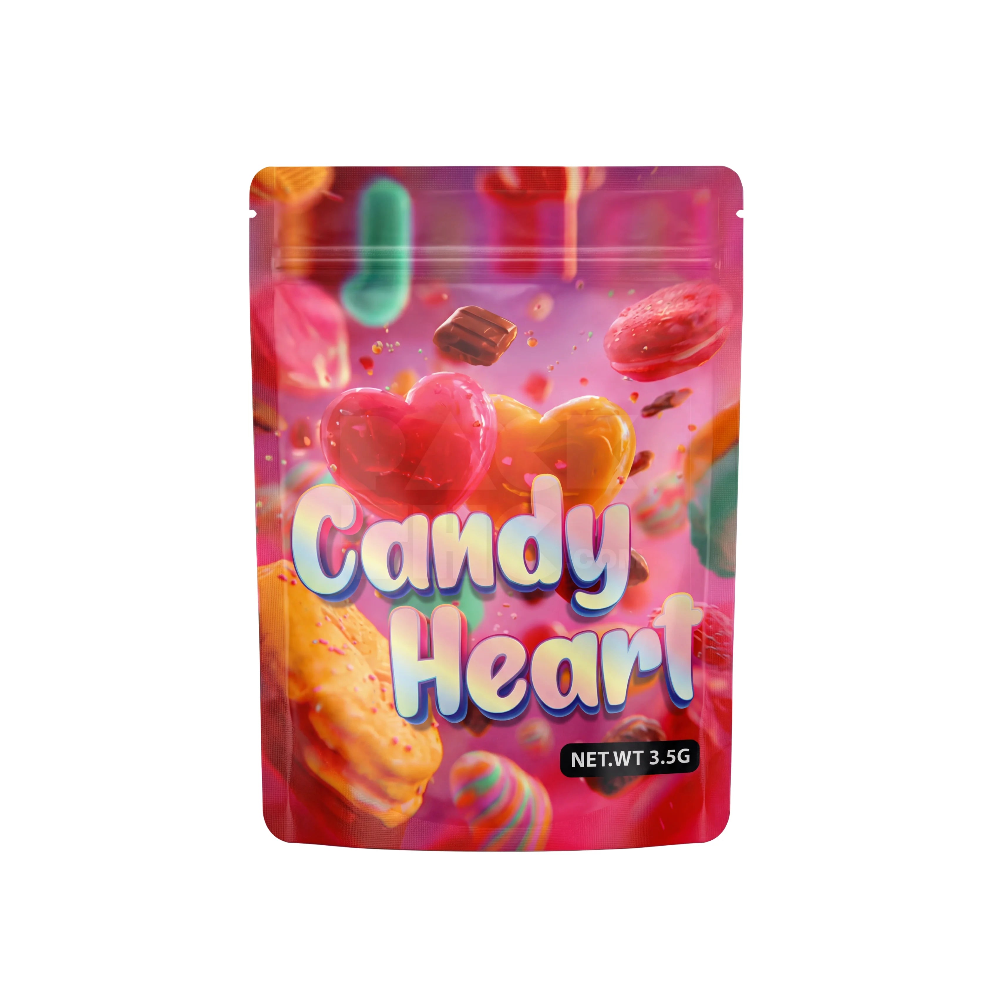 3.5 Grams Candy Heart Mylar Bags (100 Count / Case)