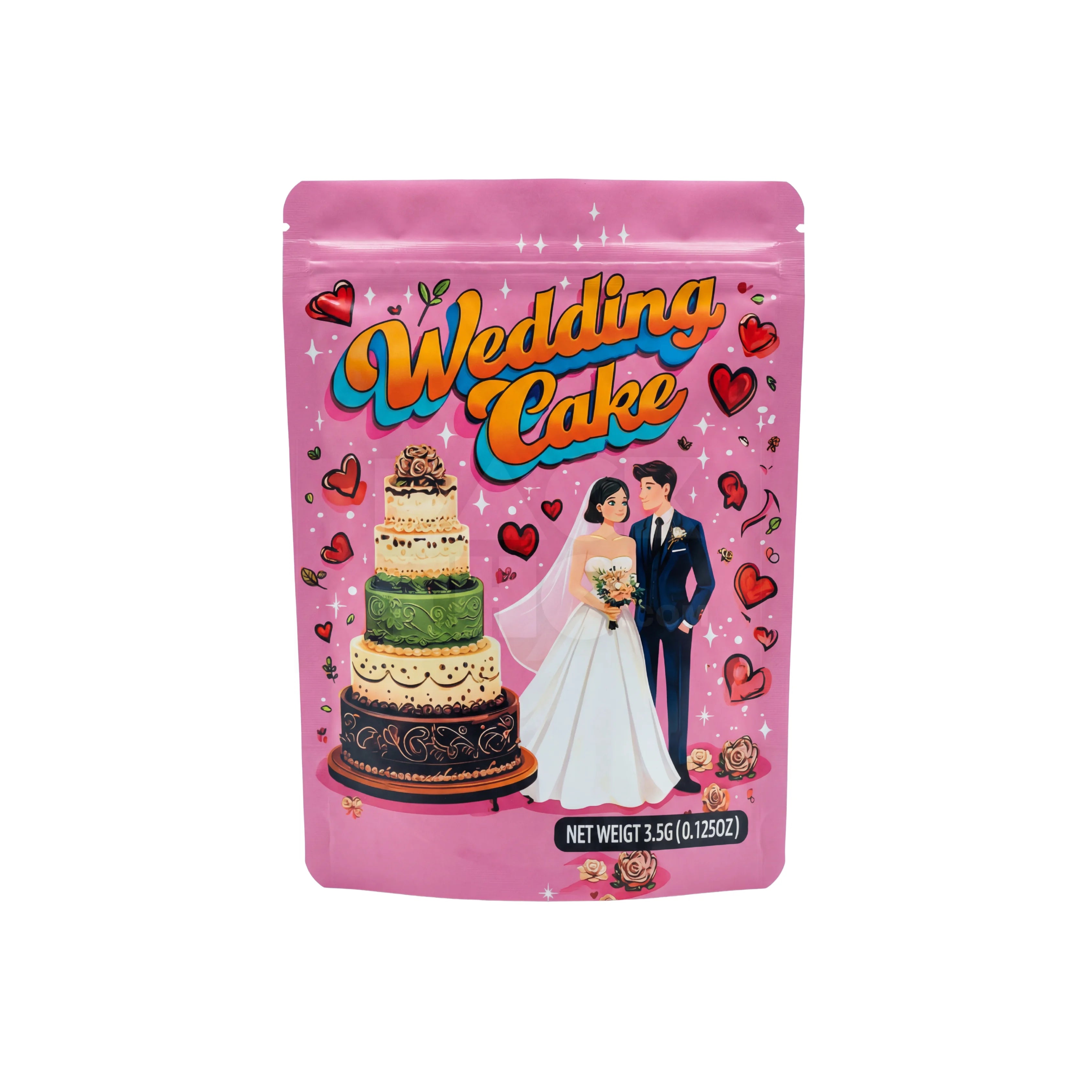3.5 Grams Wedding Cake Mylar Bags (100 Count / Case)