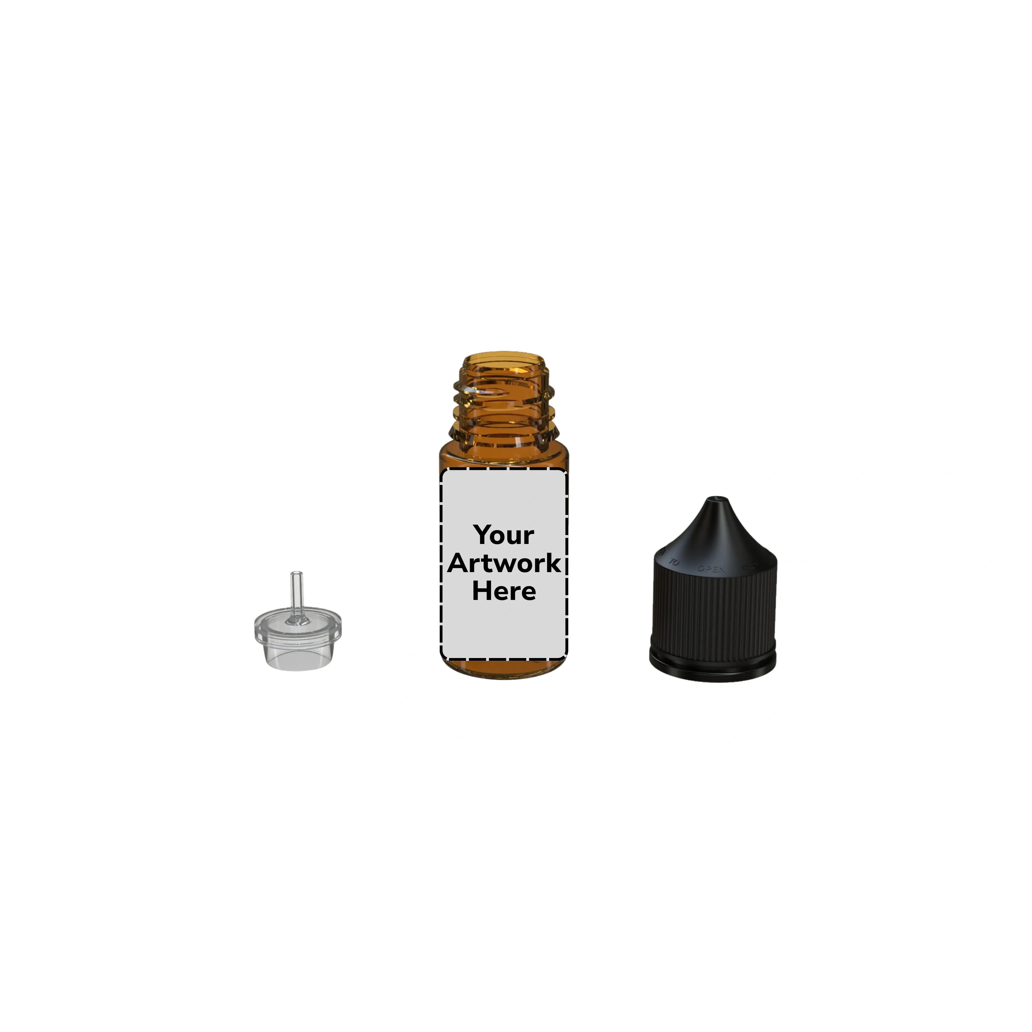 30ml stubby unicorn bottle translucent amber