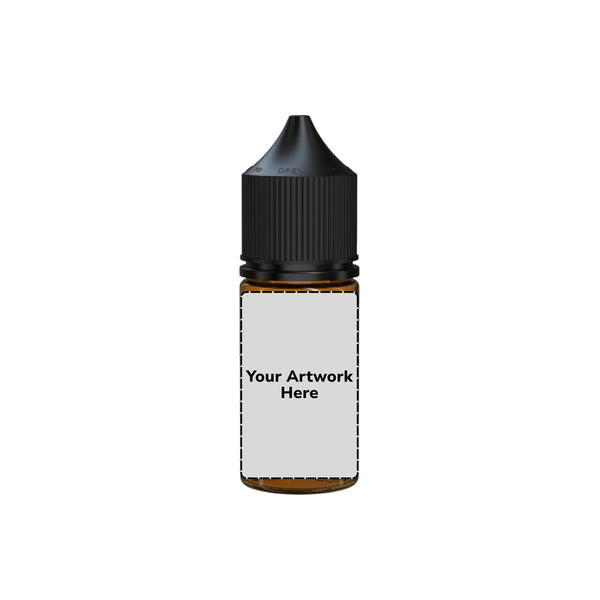 Chubby Gorilla 30ML Stubby Unicorn Plastic Squeeze Bottle PET CR – Translucent Amber with Black Cap