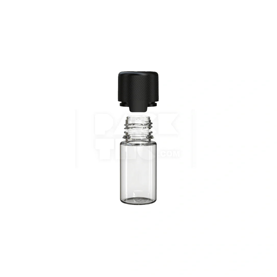 30ml stubby aviator cr bottle with friction fit closure tamper evident break off band clear natural bottle with opaque black closure 1000 count
