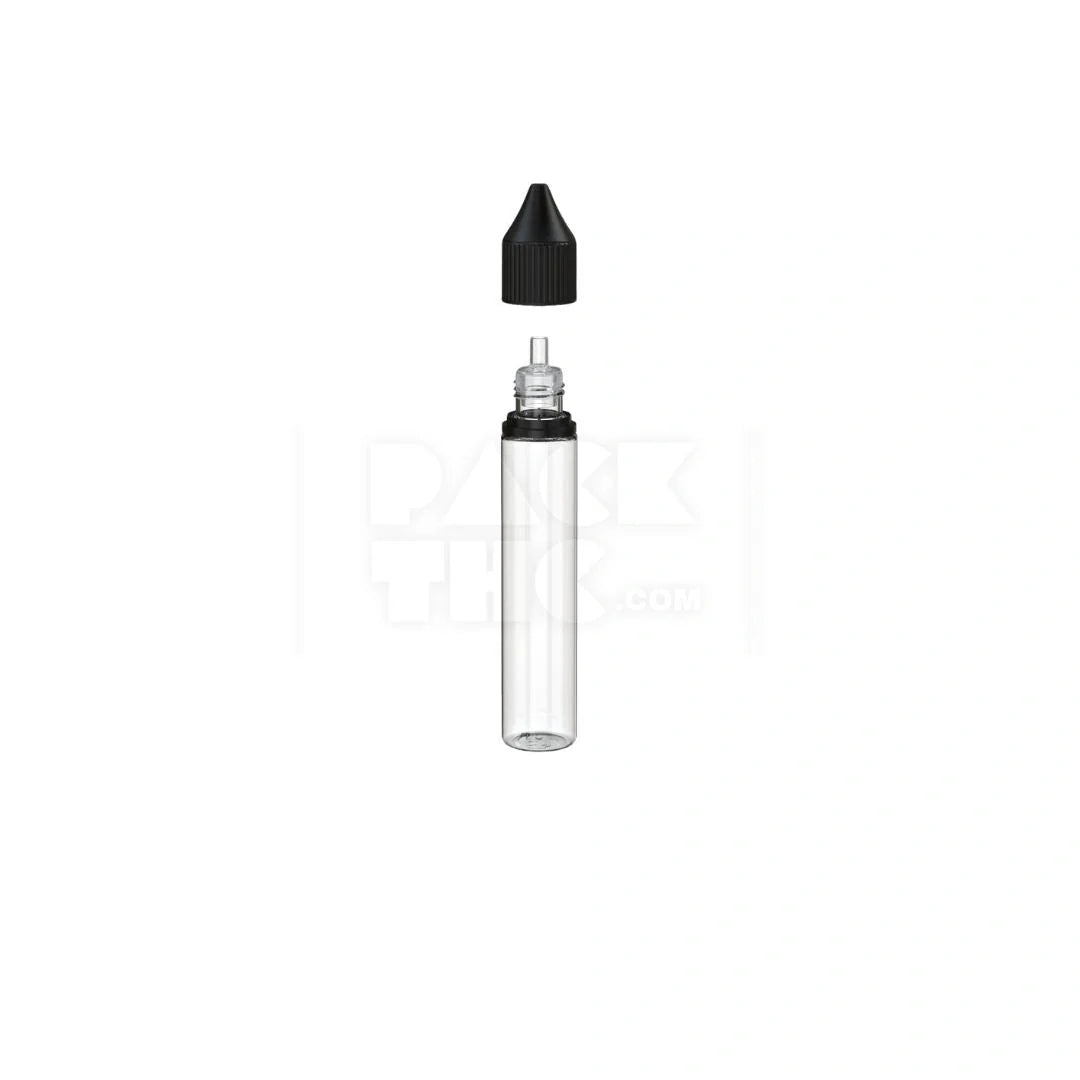30ml stubby pet reducer unicorn bottle clear natural black cap 1000 count