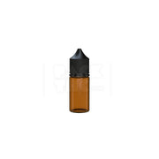 30ml stubby pet unicorn bottle cr translucent amber black cap 1000 count