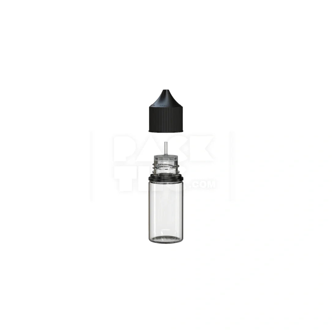30ml stubby pet unicorn bottle cr clear natural black cap 1000 count