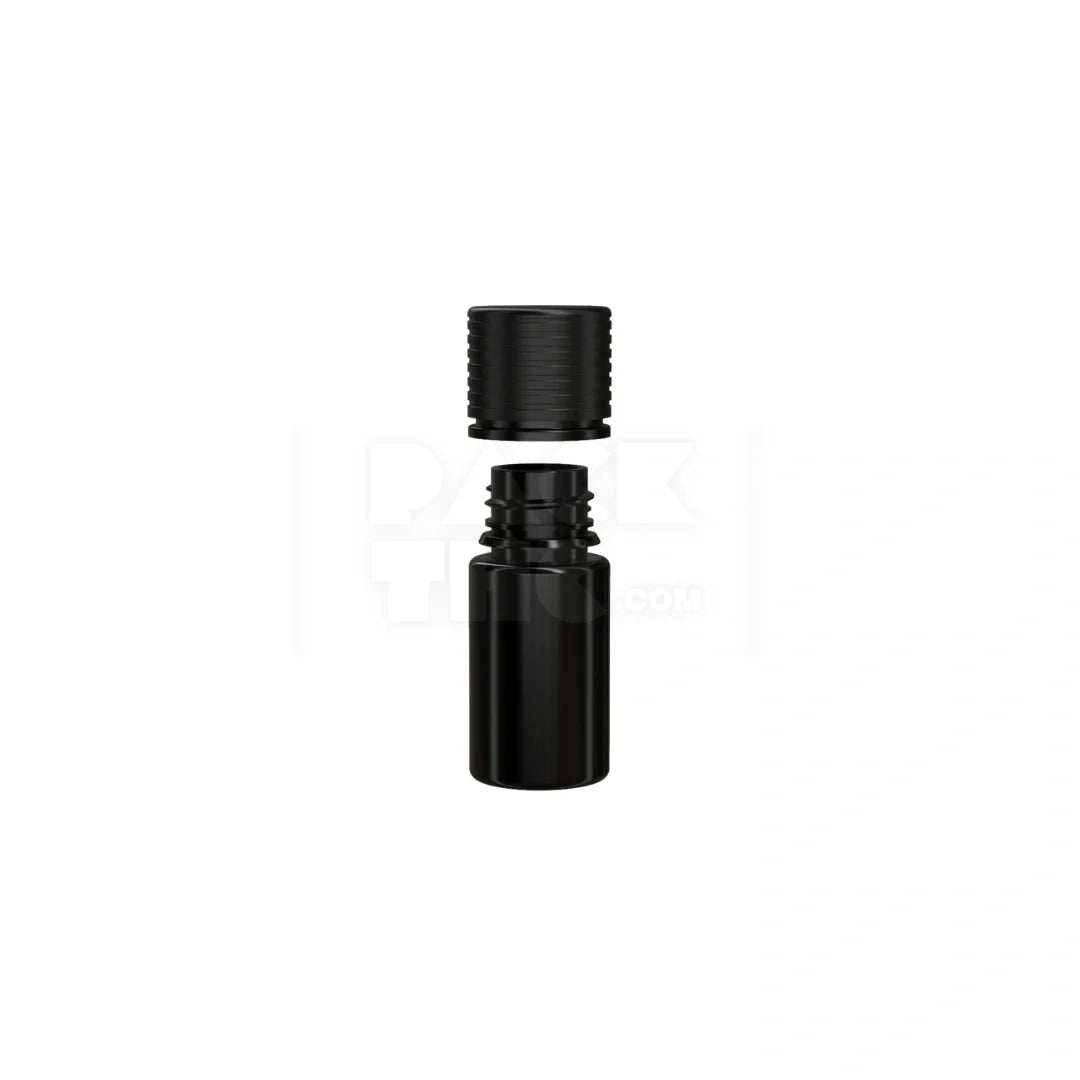 30ml stubby spiral cr bottle with friction fit closure tamper evident break off band opaque black bottle with opaque black closure 1000 count