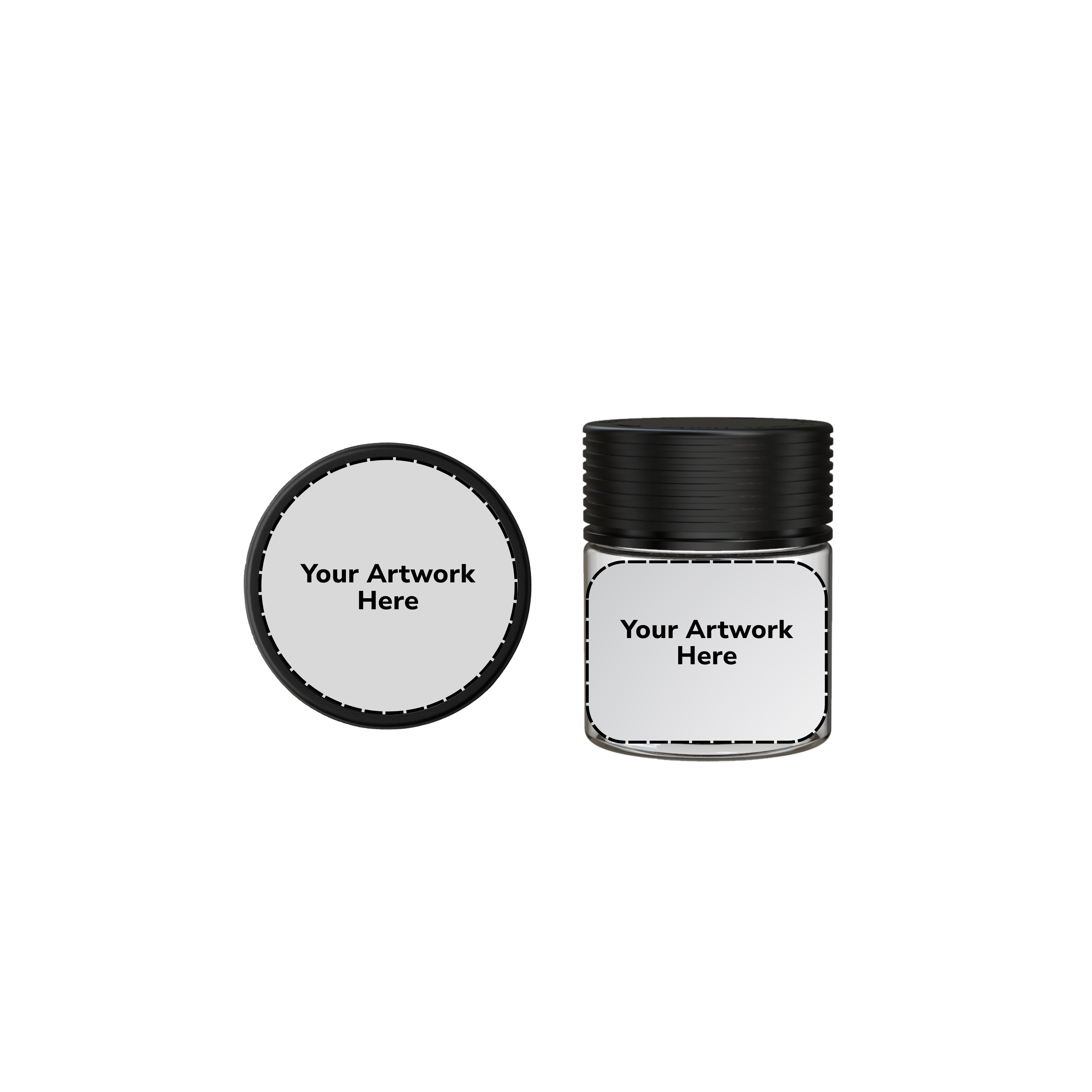 3oz spiral cr jar clear black cap