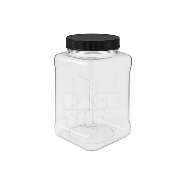 48oz Plastic Grip Jar - Clear With Black Lid - (36 Count)