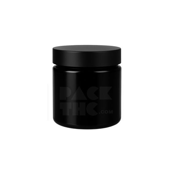 4oz Black Screw Top Glass Jar With Black Smooth Lid - (90)