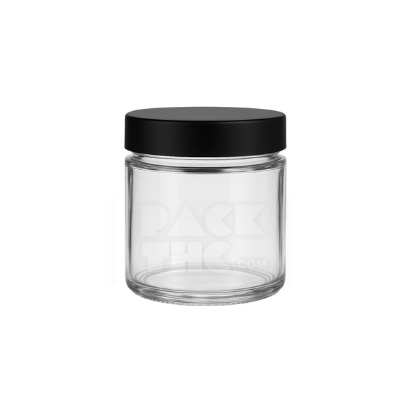 4oz Clear Screw Top Glass Jar With Matte Black Smooth Lid - (90)