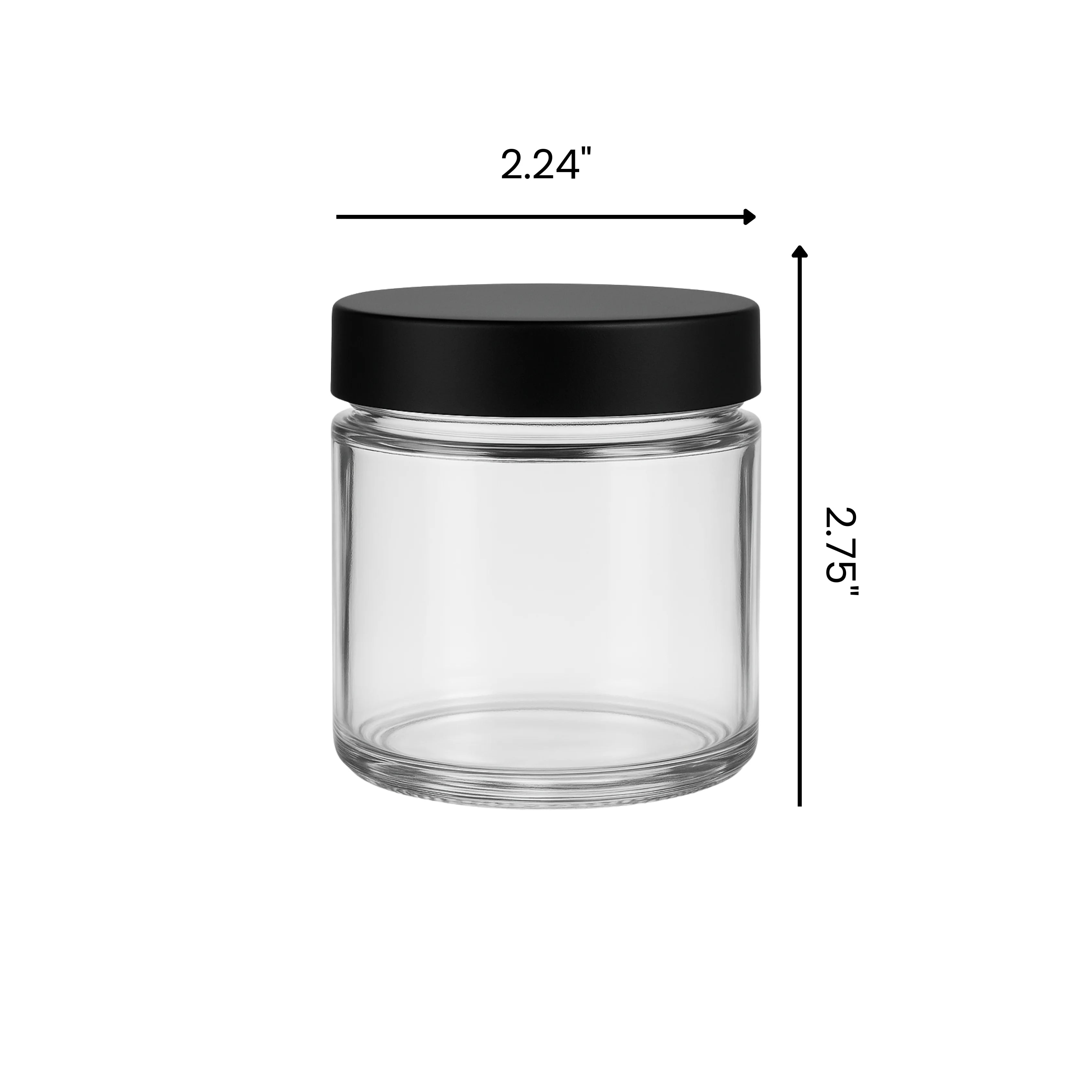 4oz Clear Screw Top Glass Jar With Matte Black Smooth Lid - (90)