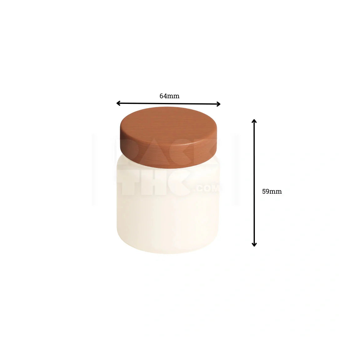 4oz plastic jar with smooth cap white with wooden lid