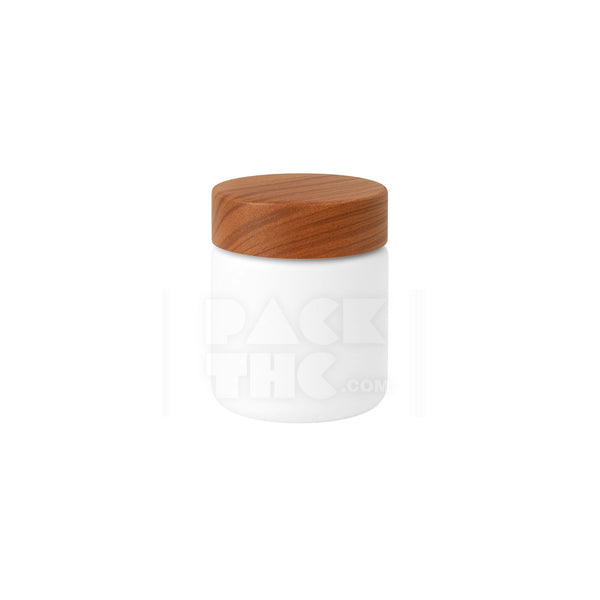 4oz Plastic Jar With Smooth Cap - White With Wooden Lid - (100 Count)
