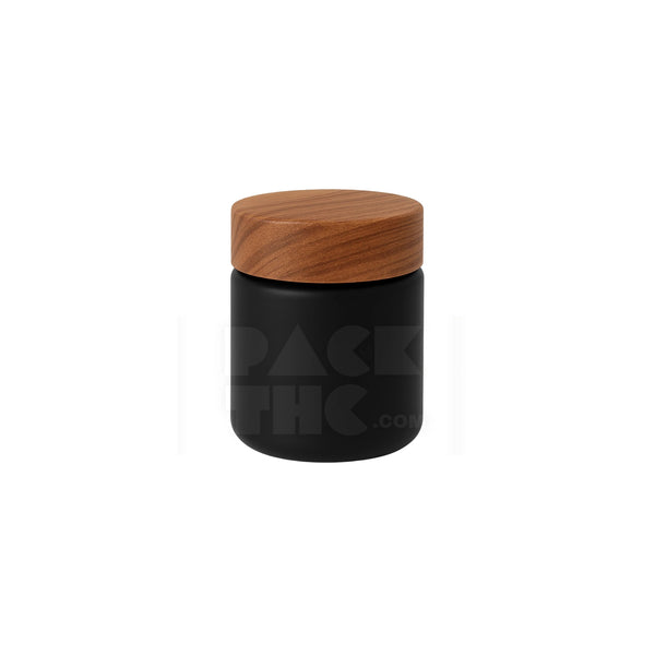 4OZ PLASTIC JAR WITH SMOOTH CAP - BLACK WITH WOODEN LID  - (100 Count)