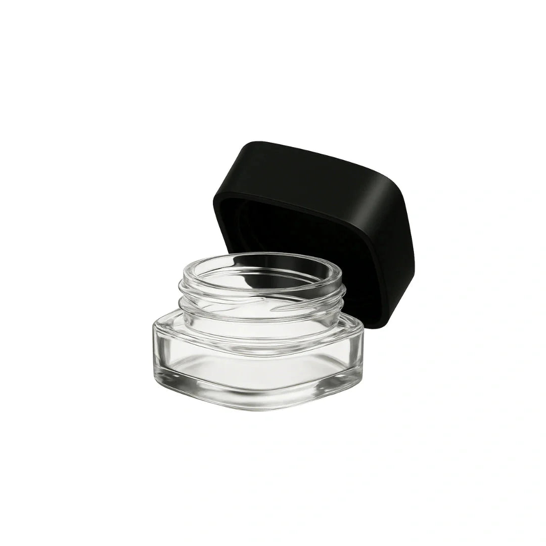 5 ml cr glass square concentrate container black lid