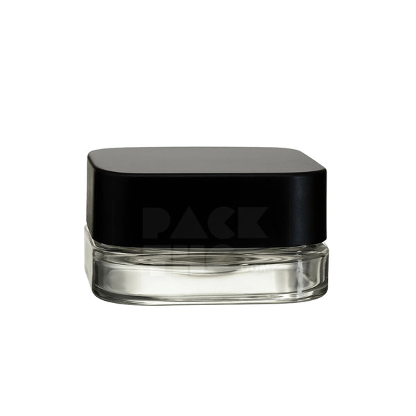 5ml CR Glass Square Concentrate Container - Black Lid - (250 Count)