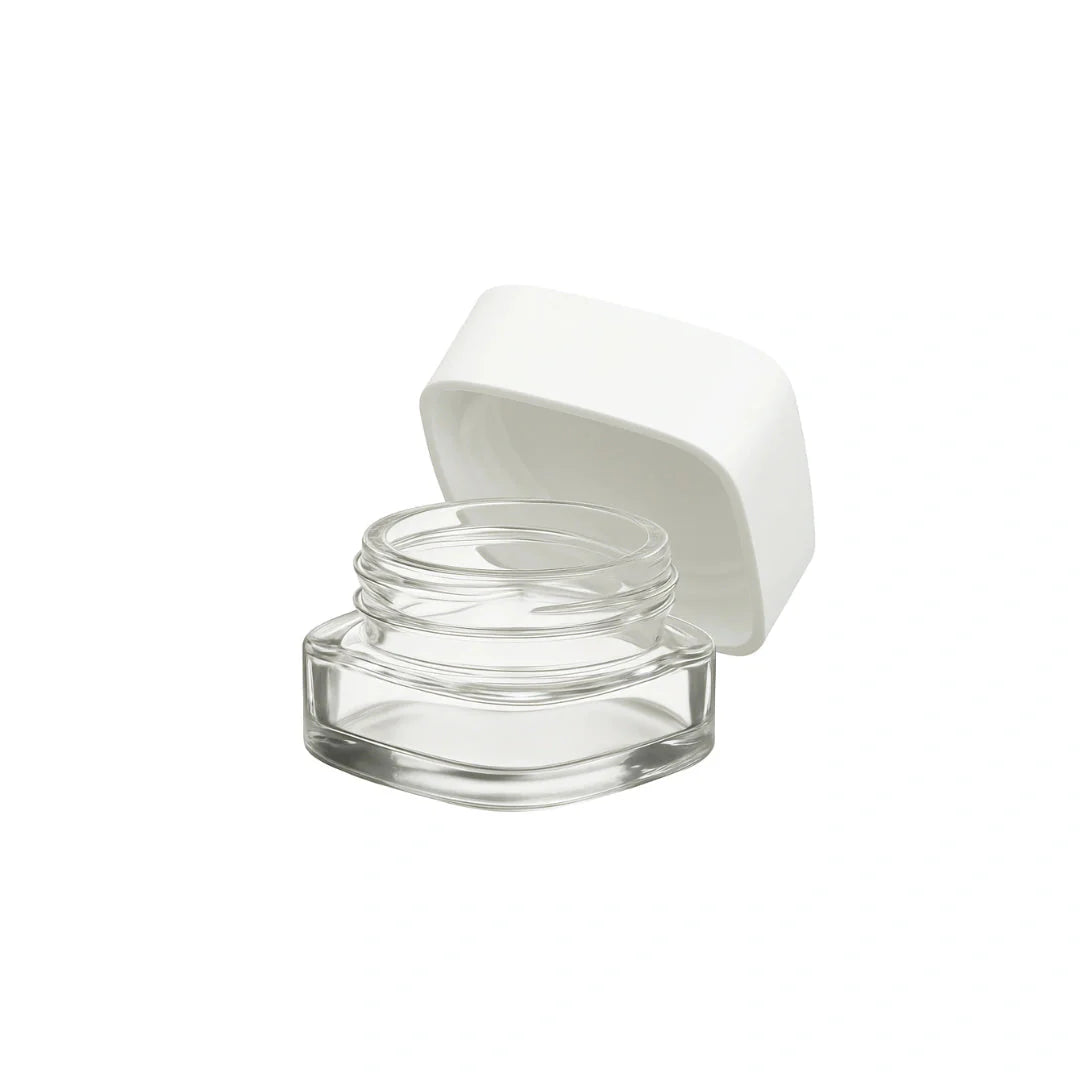 5 ml cr glass square concentrate container white lid