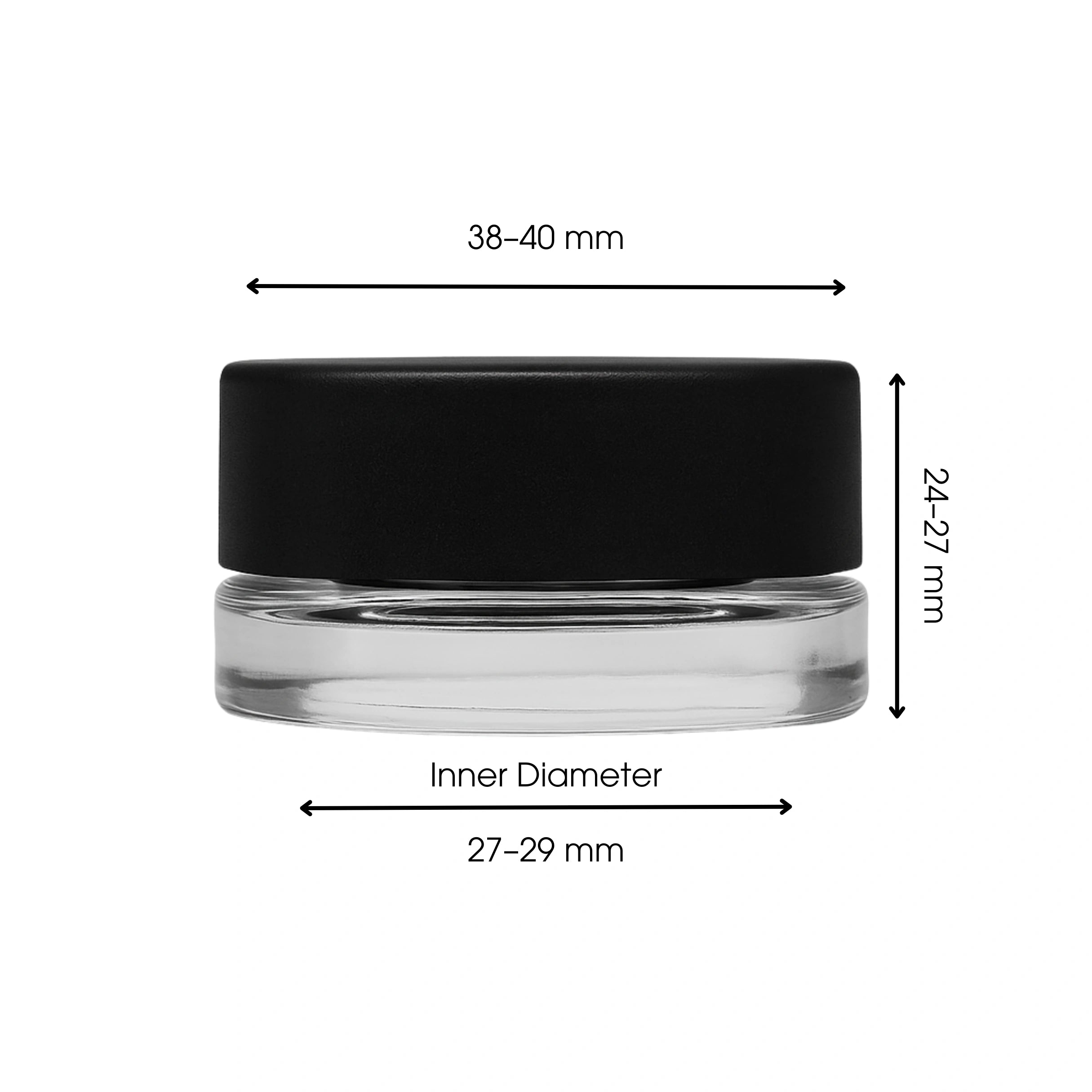 5ml CR Glass Square Concentrate Container - Black Lid - (250 Count)